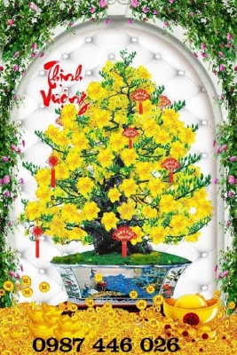 Gạch tranh 3d hoa mai vàng HP9723