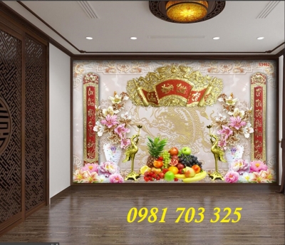 tranh 3D phòng thờ, gạch tranh 3D trang trí