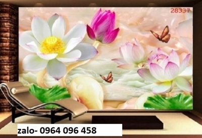 Tranh gạch 3d ốp tường hoa sen - SXC544