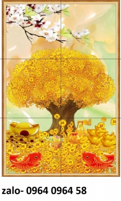 Tranh gạch 3d cây tiền vàng - 942XP