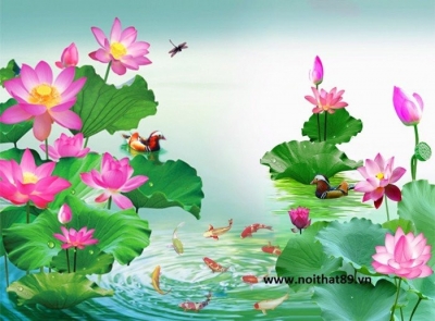 Tranh 3d hoa sen gạch tranh 3d hoa sen 654HG