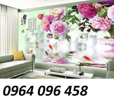 Tranh gạch 3d cá chép hoa mẫu đơn - FXX42