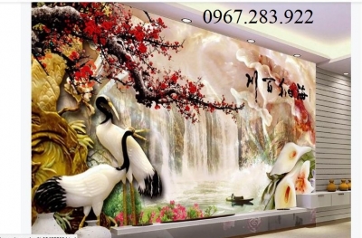 Gạch ốp tường 3D chim Hạc