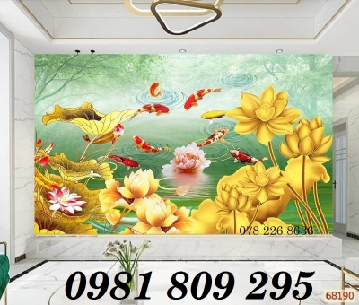 Gạch tranh 3d - tranh cá chép phong thủy