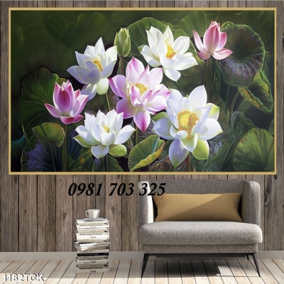 tranh 3D hoa sen- tranh gạch men trang trí