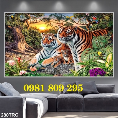 Tranh con hổ - gạch tranh 3d con hổ - ngũ hổ GSF7