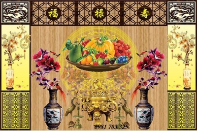 Tranh gạch 3D phòng thờ- gạch tranh ốp tường