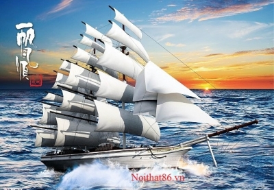 Tranh gach men thuyền buồm HP7272