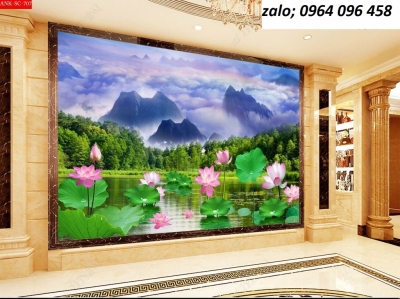 Tranh gạch 3d hoa sen - gạch tranh 3d ốp tường - 642SN