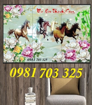 Tranh ngựa 3D- gạch men 3D phong thủy ốp tường