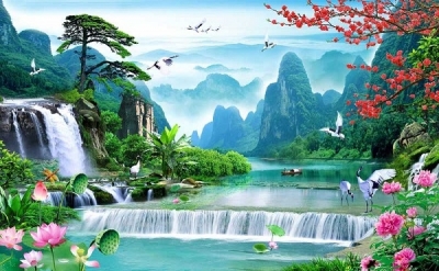 Tranh gạch ốp tường phong cảnh đẹp - KCDX3