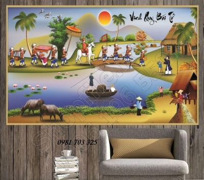 Tranh gạch đẹp 3D đồng quê