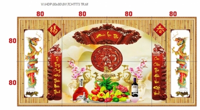 Tranh gạch 3d ốp tường phòng thờ - BXC90