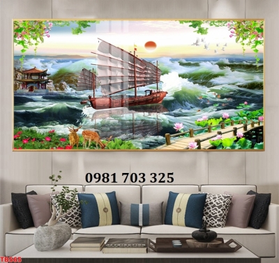 Gạch tranh trang trí thuyền buồm