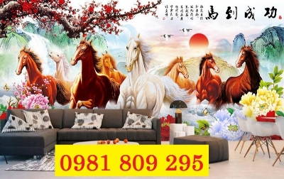 Tranh ngựa 3d , gạch tranh mã đáo thành công HP22