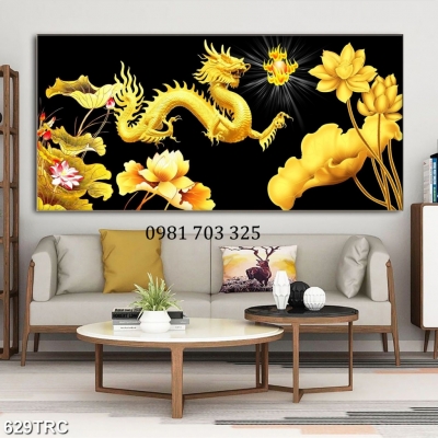 Tranh gạch con rồng 3D phong thủy dán tường