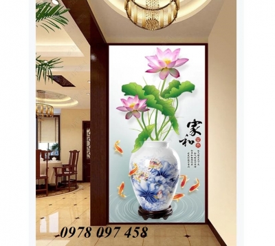 Tranh gạch 3D - tranh bình hoa