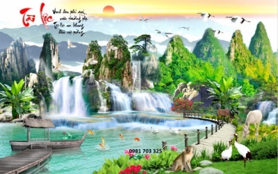 Tranh gạch 3D phòng khách