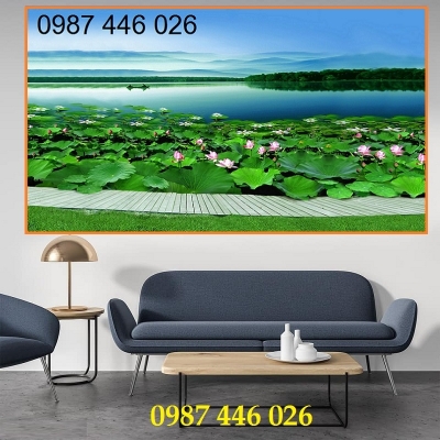 Tranh gạch men hoa sen 3d HP9834