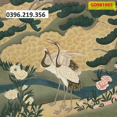 Gạch tranh 3D hình chim hạc đẹp