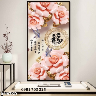 Tranh gạch khổ đứng đẹp trang trí