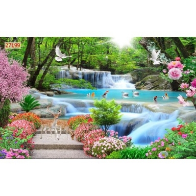 Gạch tranh phong cảnh trang trí phòng khách