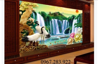 Gạch ốp tường 3D chim Hạc