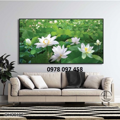 Gạch tranh 3D họa tiết hoa sen - hoa súng