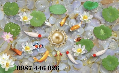 Tranh gạch men cá chép vàng đẹp 3d HP9232