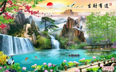 Tranh gạch ốp tường 3d phong cảnh thiên nhiên - 8009VB