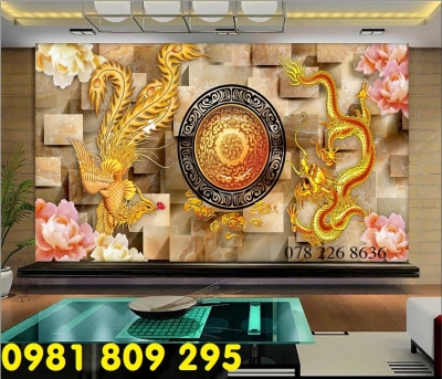 Gạch tranh 3d , tranh long phụng