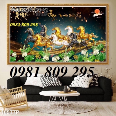 Gạch tranh mã đáo thành công - tranh gạch 3d ngựa HFG8