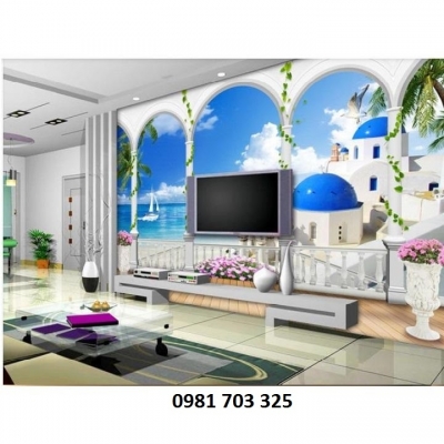 Tranh gạch 3D bãi biển đẹp