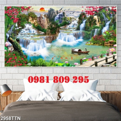 Gạch tranh , tranh ốp tường phong cảnh mặt trời
