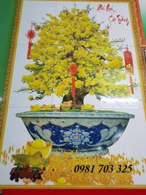 Tranh gạch ốp tường hoa mai