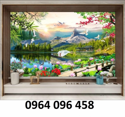 Gạch tranh 3d tranh trí phòng khách - KCDC4