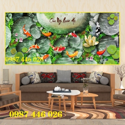 Tranh gach men cá chép vàng HP88293