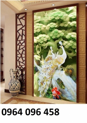 Tranh gạch 3d ốp tường tranh chim công - KDC67