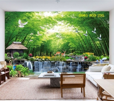 Gạch tranh tường 3d phòng khách HP309