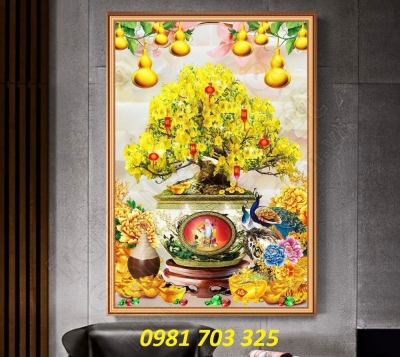 Tranh gạch hoa mai vàng ốp tường