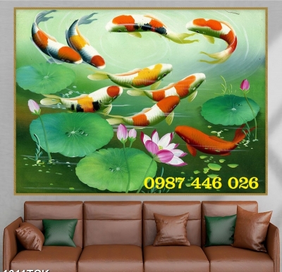 Gạch tranh cá chép cửu ngư đồ quần hội
