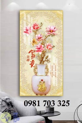 Tranh gạch bình hoa khổ đứng