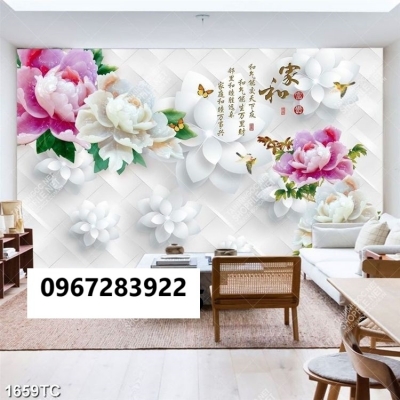 Tranh gạch 3d đẹp hoa mẫu đơn