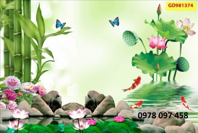 Bức tranh hoa sen - gạch tranh 3D