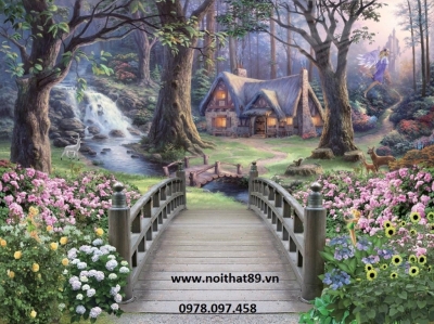 Tranh gạch vườn hoa 3d