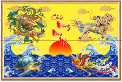 Tranh gạch 3d long lân quy phụng - XCX33