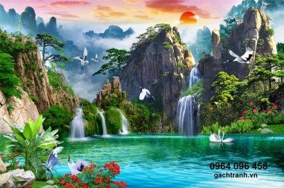 Tranh 3d phong cảnh - tranh gạch 3d ốp tường - KCDC4