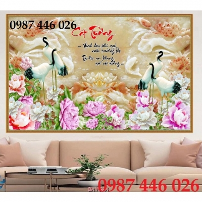 Gạch tranh hoa mẫu đơn, tranh gạch 3d
