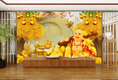 Tranh cây kim tiền 3d - gạch tranh ốp tường - 432SL