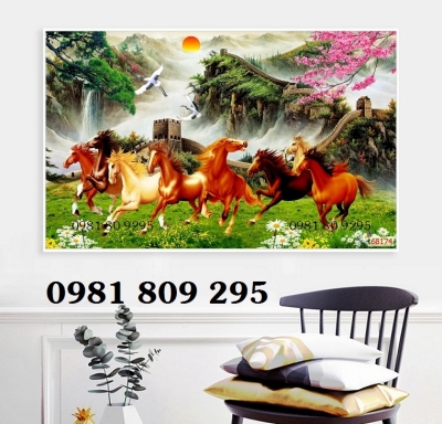 Gạch 3d ngựa phi trên nước , tranh gạch men